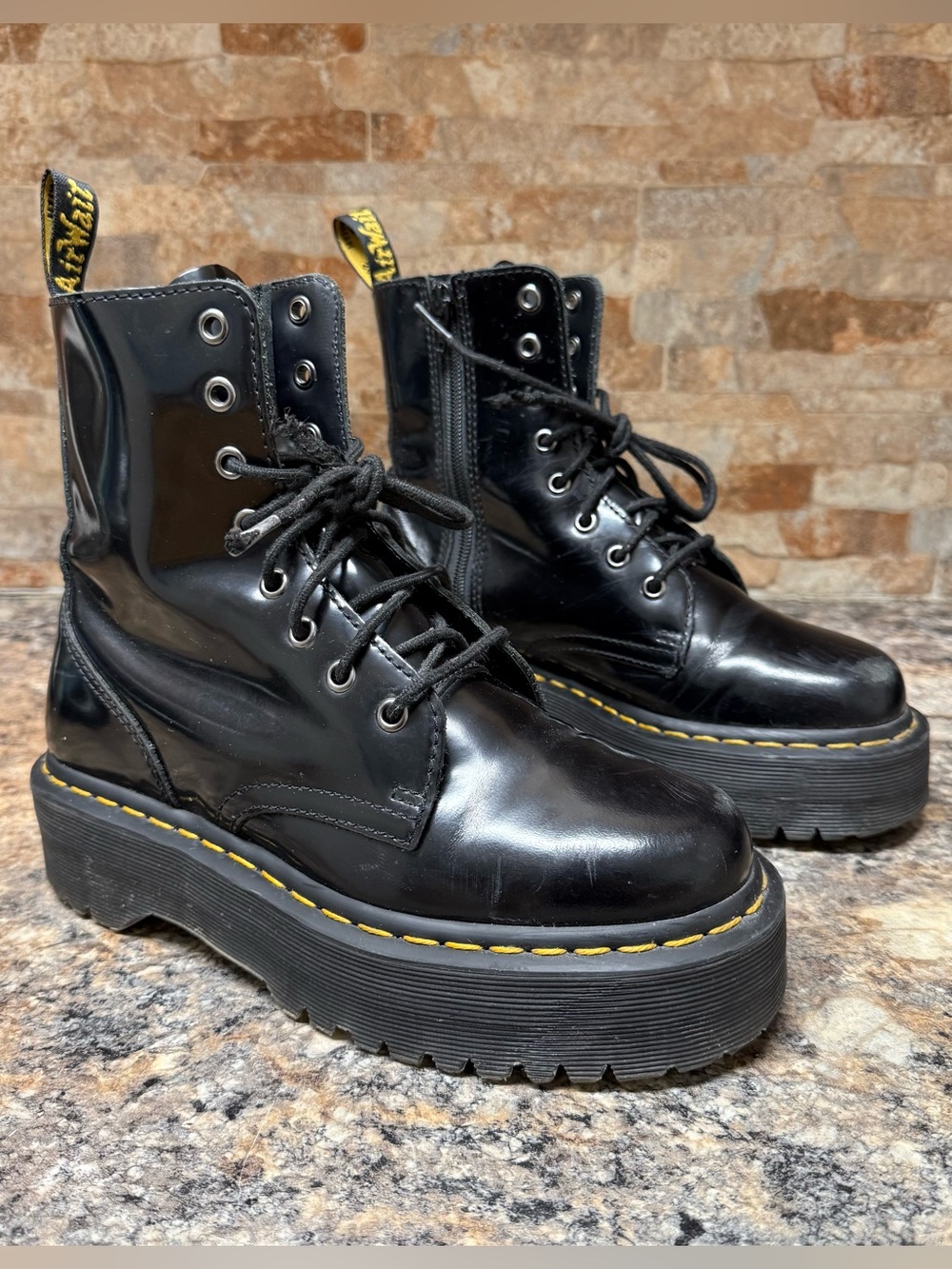 Dr. Martens Jadon Women's Leather Platform Boots Black Size 7 - Picture 1 of 7